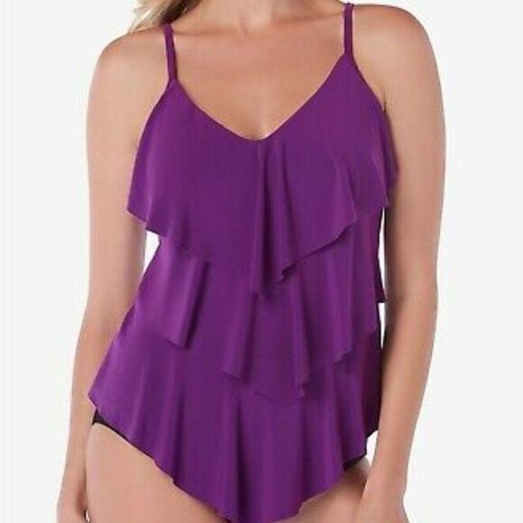 Magicsuit Rita Tiered Slimming Tankini Top sz 10